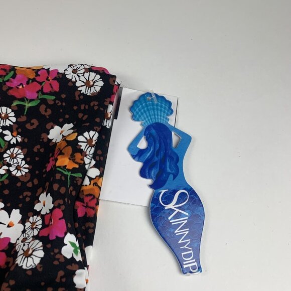 Skinny Dippers Bikini Bottoms Womens XL Black Multi Floral Dora Ruffled Swimwear - Picture 2 of 7